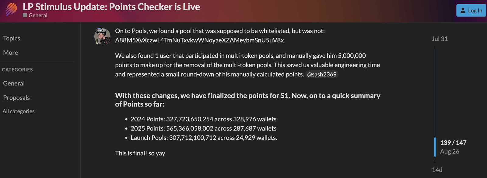 Number of Points allocated in Meteora. Source: Meteora - Techtoken